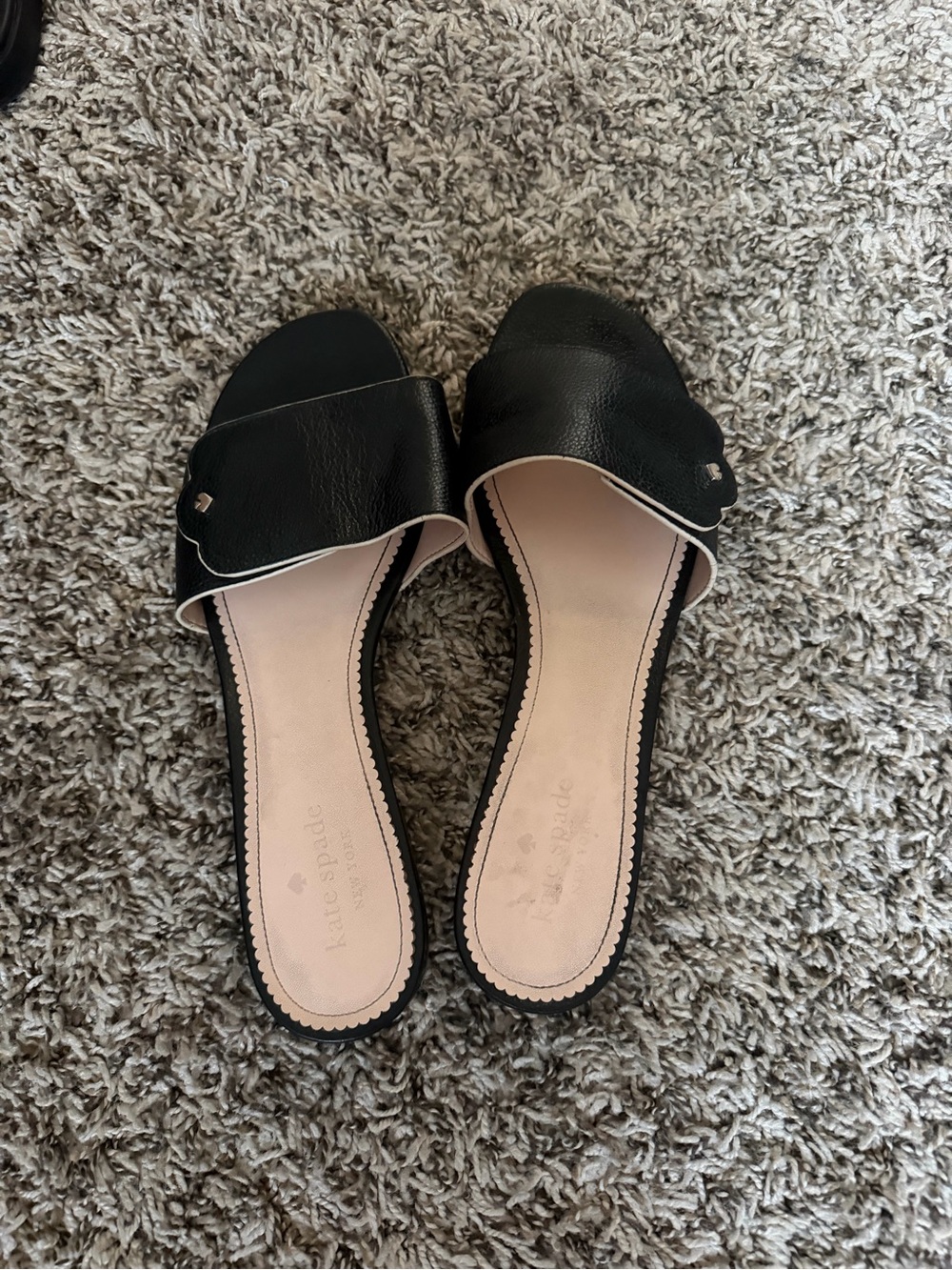 kate spade Black Leather Slide Sandals
